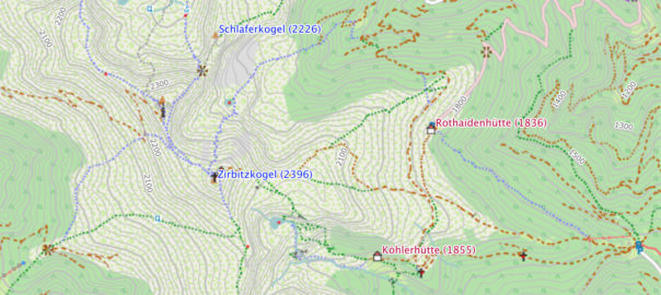 Freizeitkarte - Kartenausschnitt Zirbitzkogel