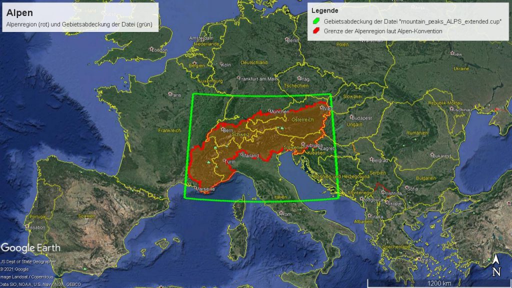 Coverage area of the file mountain_peaks_ALPS_extended.cup, displayed with Google Earth.